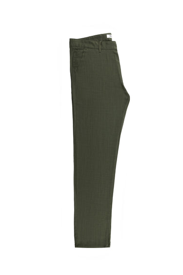 Orta Haki Relaxed Fit Rahat Kesim Keten Karışımlı Kanvas / Chino Pantolon