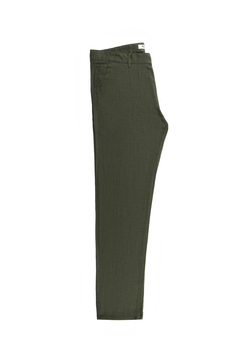 Orta Haki 4 Drop Relaxed Fit Rahat Kesim Keten Karışımlı Kanvas / Chino Pantolon