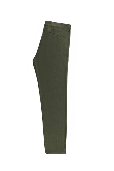Orta Haki Relaxed Fit Rahat Kesim Keten Karışımlı Kanvas / Chino Pantolon