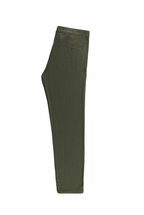 Orta Haki 4 Drop Relaxed Fit Rahat Kesim Keten Karışımlı Kanvas / Chino Pantolon