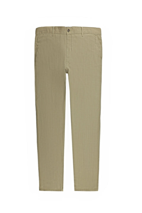 Koyu Vizon 4 Drop Relaxed Fit Rahat Kesim Keten Karışımlı Kanvas / Chino Pantolon