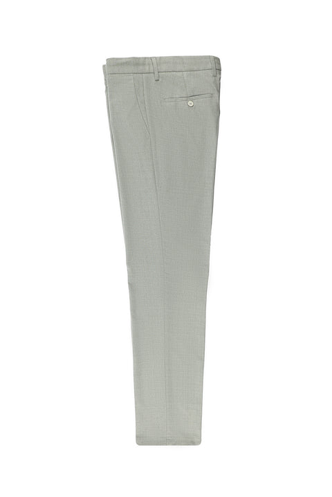 Çağla Yeşili 7 Drop Slim Fit Dar Kesim Desenli Beli Lastikli İpli Likralı Klasik Kumaş Pantolon