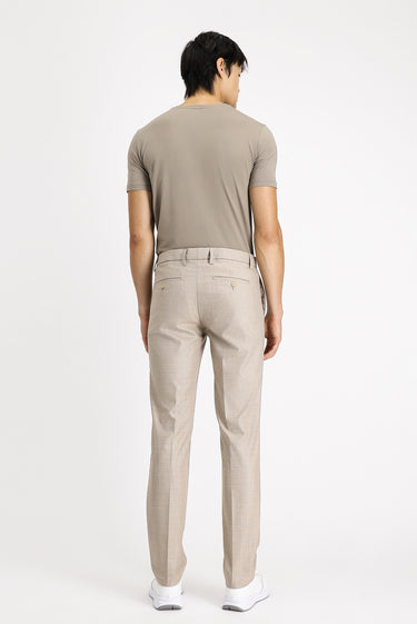 Açık Vizon Slim Fit Dar Kesim Desenli Beli Lastikli İpli Likralı Klasik Kumaş Pantolon