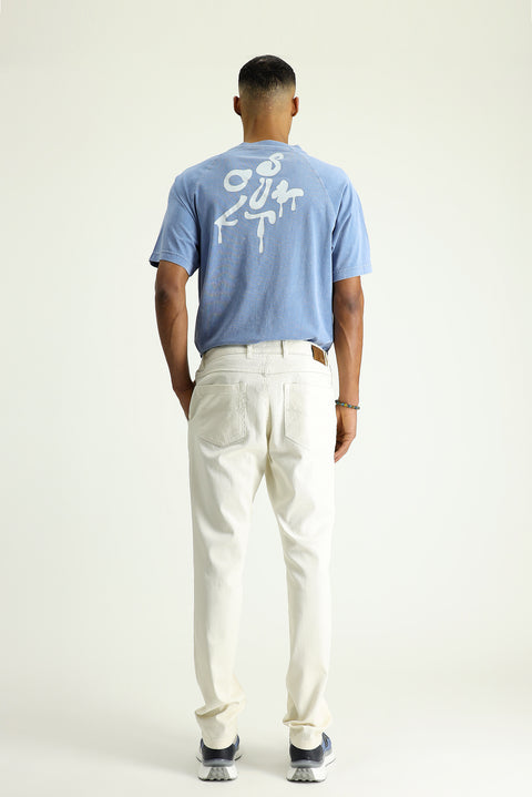 Ekru 6 Drop Regular Fit Standart Kesim Beli Lastikli Likralı Kanvas / Chino Pantolon