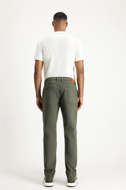 Orta Haki 6 Drop Regular Fit Standart Kesim Beli Lastikli Likralı Kanvas / Chino Pantolon