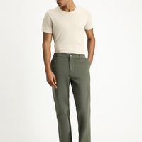 Orta Haki Regular Fit Beli Lastikli Kanvas / Chino Likralı Pantolon