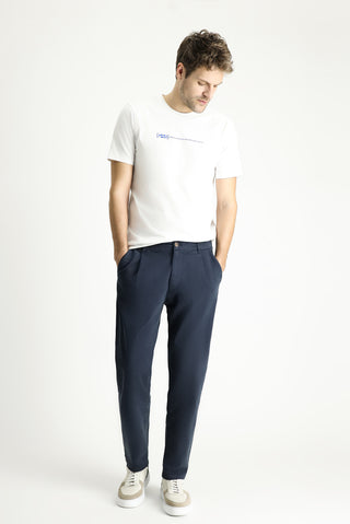  Koyu Lacivert 6 Drop Regular Fit Standart Kesim Beli Lastikli Likralı Kanvas / Chino Pantolon