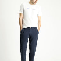 Koyu Lacivert Regular Fit Standart Kesim Beli Lastikli Likralı Kanvas / Chino Pantolon
