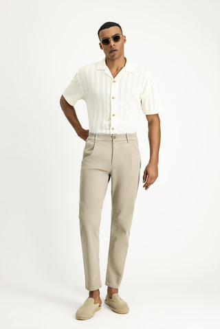  Orta Bej 6 Drop Regular Fit Standart Kesim Beli Lastikli Likralı Kanvas / Chino Pantolon