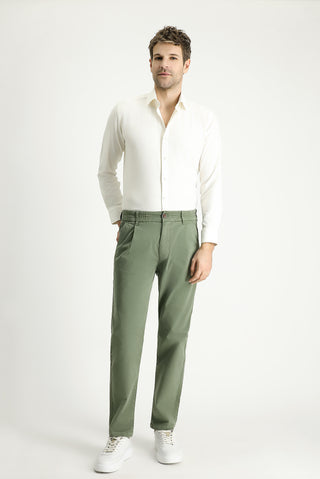  Orta Haki 6 Drop Regular Fit Standart Kesim Beli Lastikli Likralı Kanvas / Chino Pantolon