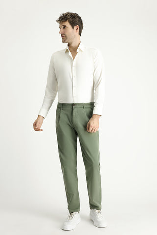  Orta Haki 6 Drop Regular Fit Standart Kesim Beli Lastikli Likralı Kanvas / Chino Pantolon
