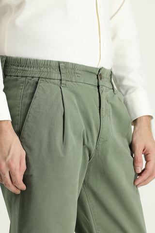  Orta Haki 6 Drop Regular Fit Standart Kesim Beli Lastikli Likralı Kanvas / Chino Pantolon