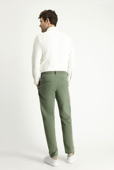 Orta Haki Regular Fit Beli Lastikli Likralı Kanvas / Chino Pantolon