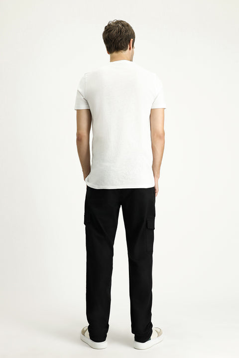 Men's Black Regular Fit Standard Cut Lycra Cargo Pants