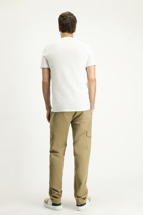 Orta Bej 6 Drop Regular Fit Standart Kesim Likralı Kargo Pantolon