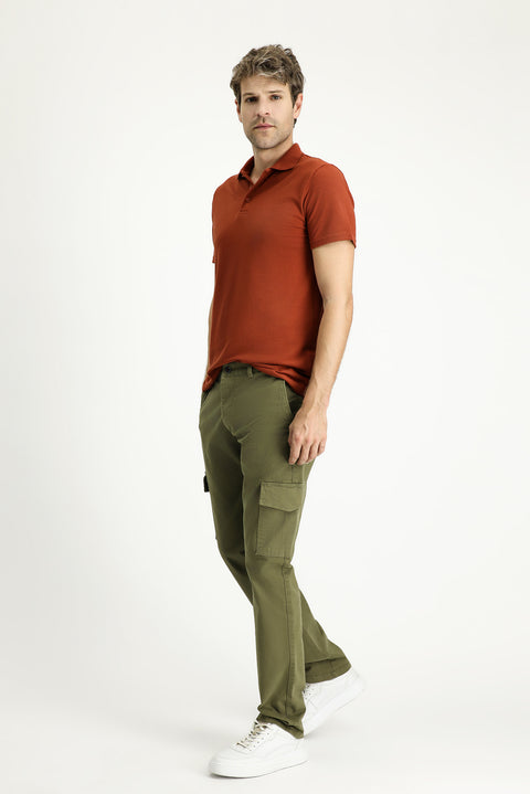 Asker Haki 6 Drop Regular Fit Standart Kesim Likralı Kargo Pantolon