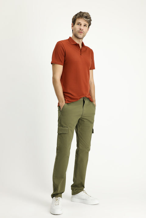 Asker Haki 6 Drop Regular Fit Standart Kesim Likralı Kargo Pantolon