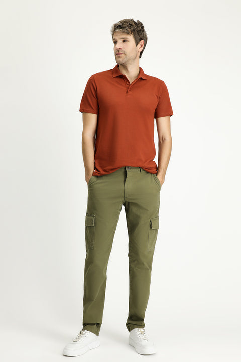 Asker Haki Regular Fit Standart Kesim Likralı Kargo Pantolon