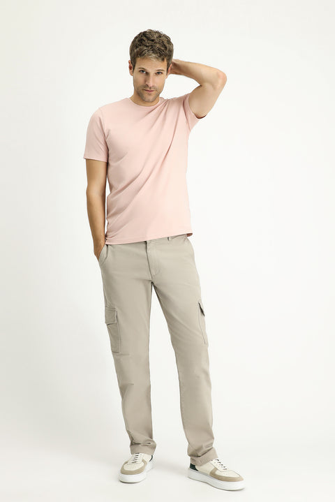 Açık Vizon Regular Fit Standart Kesim Likralı Kargo Pantolon