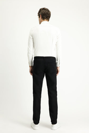 Siyah Regular Fit Likralı Beli Lastikli Likralı Kanvas / Chino Pantolon