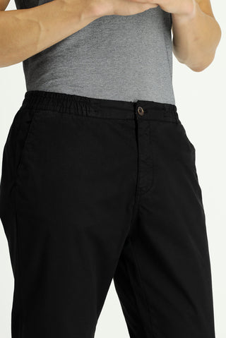  Siyah Regular Fit Beli Lastikli Likralı Kanvas / Chino Pantolon