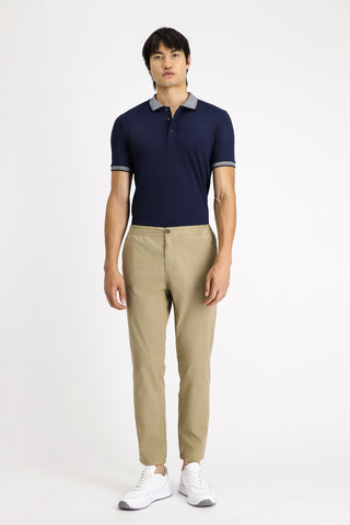  Orta Bej Regular Fit Beli Lastikli Likralı Kanvas / Chino Pantolon