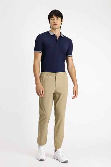  Orta Bej Regular Fit Beli Lastikli Likralı Kanvas / Chino Pantolon