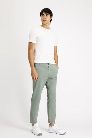  Çağla Yeşili Regular Fit Beli Lastikli Likralı Kanvas / Chino Pantolon