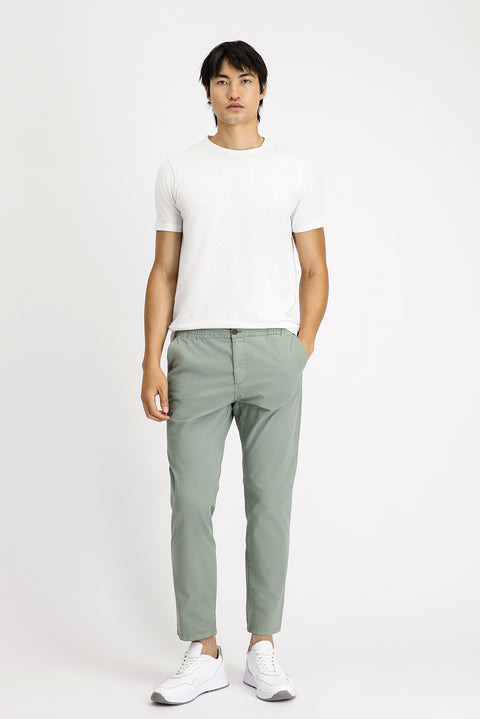 Çağla Yeşili 6 Drop Regular Fit Standart Kesim Beli Lastikli Likralı Kanvas / Chino Pantolon