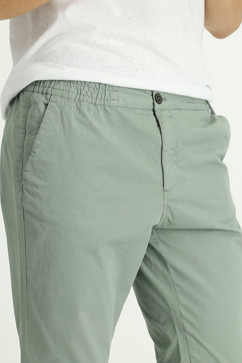 Çağla Yeşili 6 Drop Regular Fit Standart Kesim Beli Lastikli Likralı Kanvas / Chino Pantolon