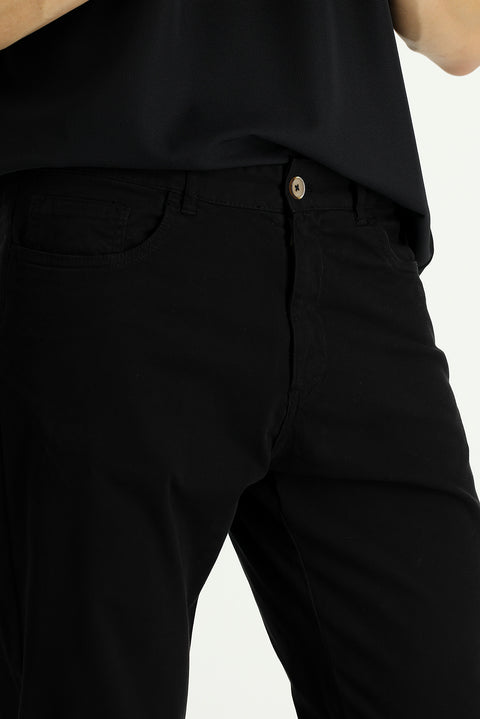 Siyah 6 Drop Regular Fit Standart Kesim Likralı Kanvas / Chino Pantolon