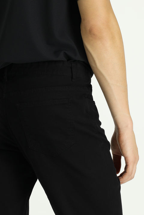 Siyah Regular Fit Standart Kesim Likralı Kanvas / Chino Pantolon