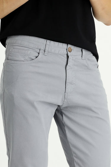Orta Gri Regular Fit Likralı Kanvas / Chino Pantolon