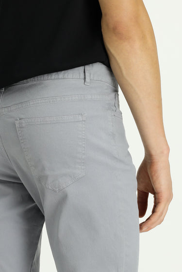 Orta Gri Regular Fit Likralı Kanvas / Chino Pantolon