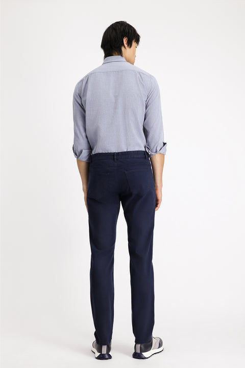 Koyu Lacivert 6 Drop Regular Fit Standart Kesim Likralı Kanvas / Chino Pantolon