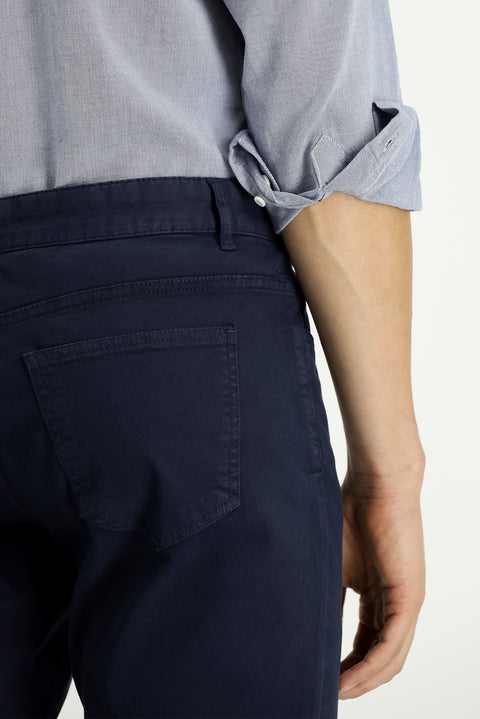 Koyu Lacivert 6 Drop Regular Fit Standart Kesim Likralı Kanvas / Chino Pantolon