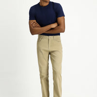 Mid-Beige Regular Fit Standard Cut Stretch Canvas / Chino Trousers