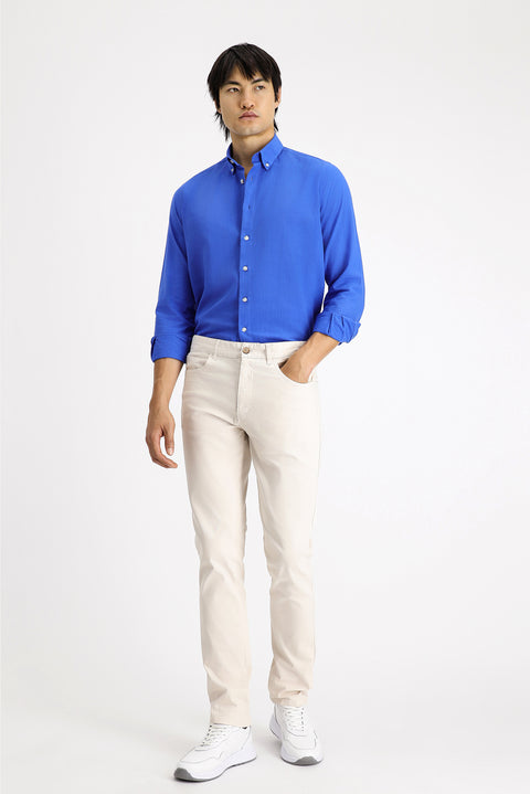 Krem 6 Drop Regular Fit Standart Kesim Likralı Kanvas / Chino Pantolon