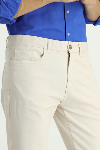  Krem Regular Fit Likralı Kanvas / Chino Pantolon