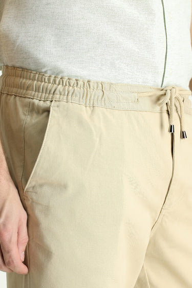 Açık Bej Regular Fit Likralı Beli Lastikli İpli Pantolon