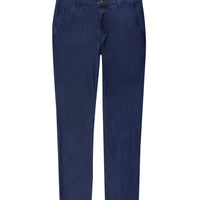 Mid-Navy Relaxed Fit Denim Look Stretch Trousers
