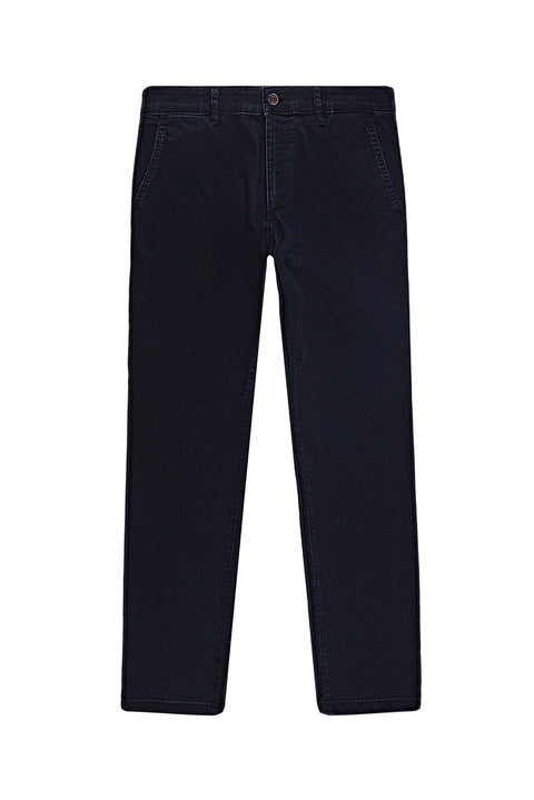 Dark Navy Relaxed Fit Stretch Denim Look Trousers