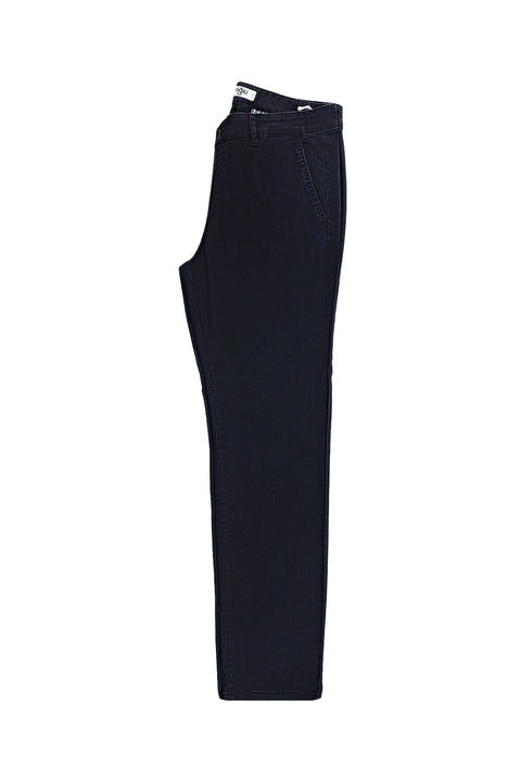 Dark Navy Relaxed Fit Stretch Denim Look Trousers