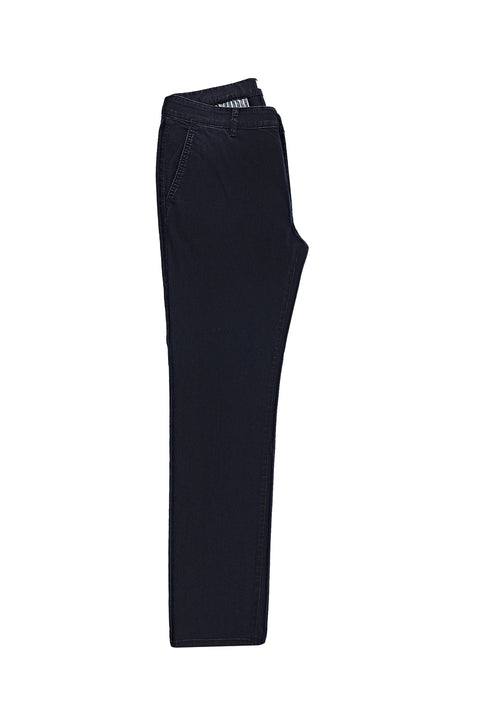 Dark Navy Relaxed Fit Stretch Denim Look Trousers