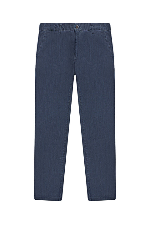 Orta Lacivert Regular Fit Standart Kesim Denim Look Pantolon