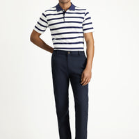 Koyu Lacivert Slim Fit Dar Kesim Beli Lastikli Likralı Pantolon