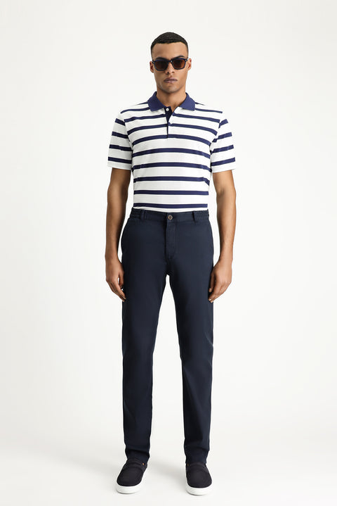 Koyu Lacivert Relaxed Fit Rahat Kesim Beli Lastikli Likralı Pantolon