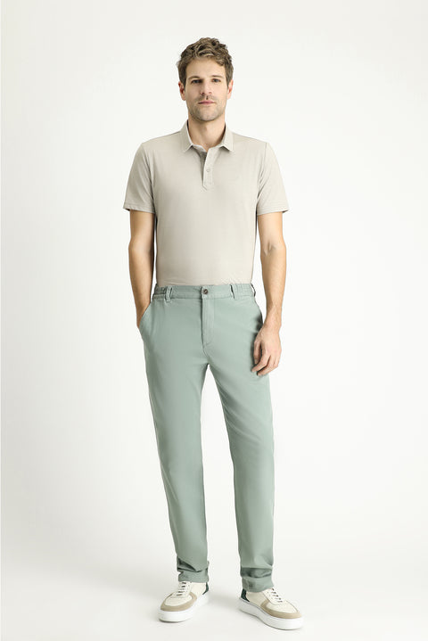 Mint Green Slim Fit Elastic Waist Lycra Trousers