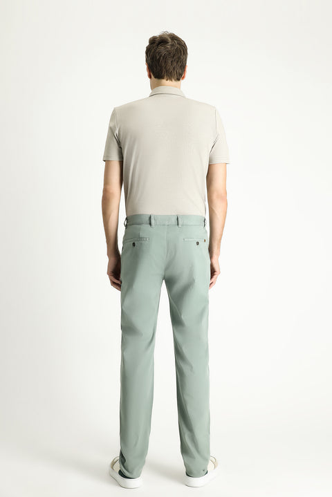 Celadon Green Relaxed Fit Elastic Waist Lycra Trousers