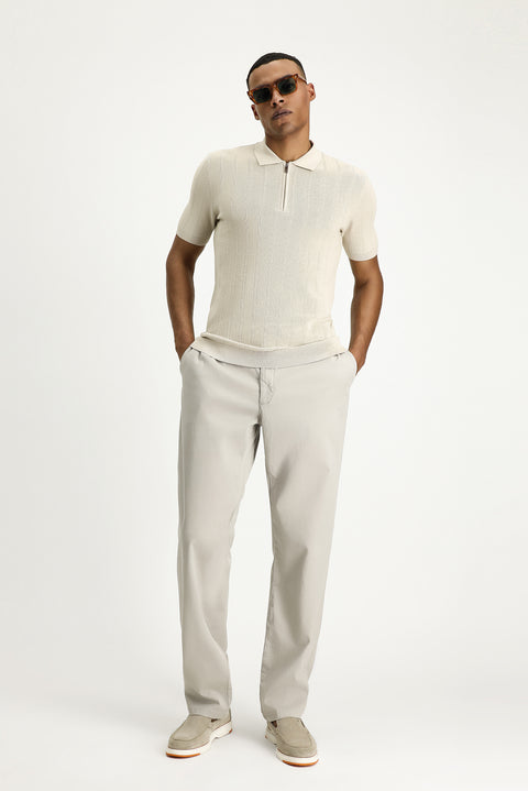 Light Mink Relaxed Fit Elasticated Waist Stretch Trousers